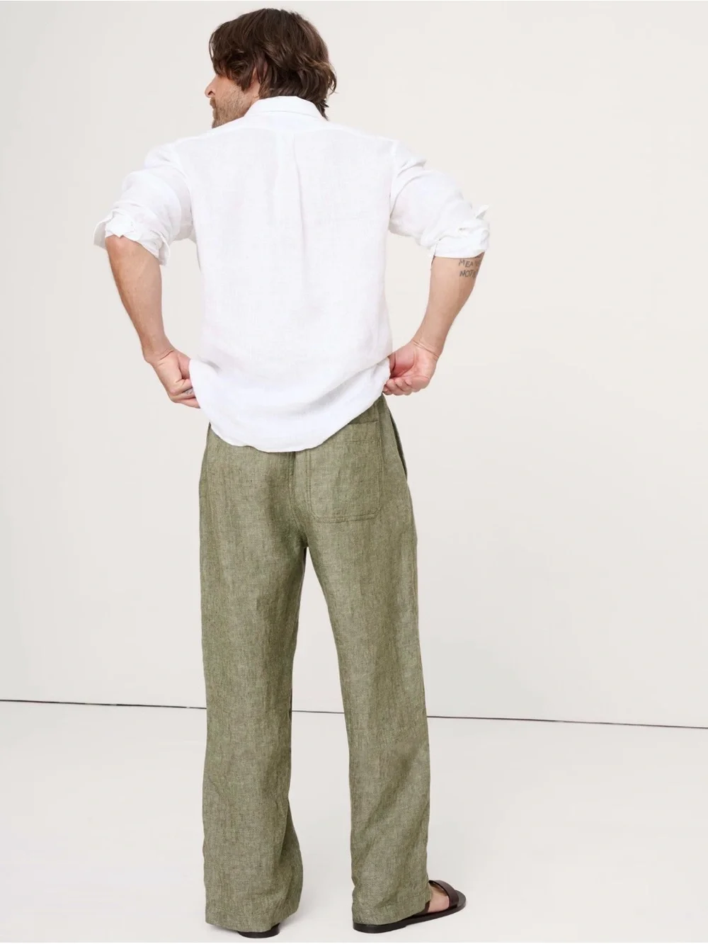 NWT Banana Republic Relaxed Linen Florida Green Beach Pant Sz M (#865425)